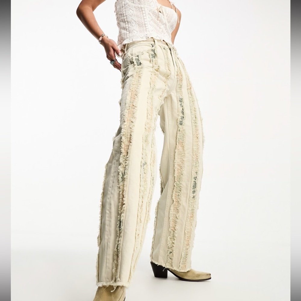 ASOS Reclaimed Vintage Limited Edition extreme distressed jeans in ecru 26